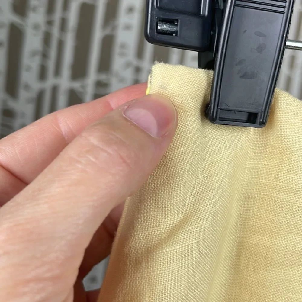 Peck & Peck Petite yellow 100% linen embroidered drop waist A-Line Midi skirt - Picture 13 of 14
